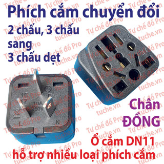 Phích cắm chuyển đổi 2 chấu, 3 chấu sang 3 chấu dẹt cho trung quốc, úc, new zealand