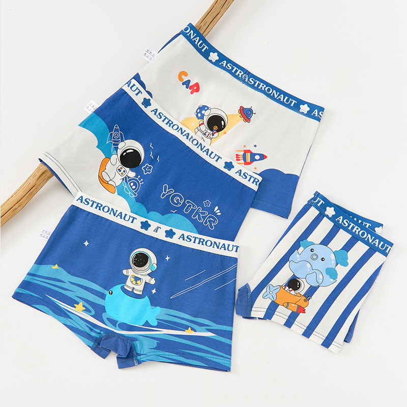 Set 4 Quần chip đùi cho bé trai 10-40kg mẫu phi hành gia hàng chất cotton kháng khuẩn