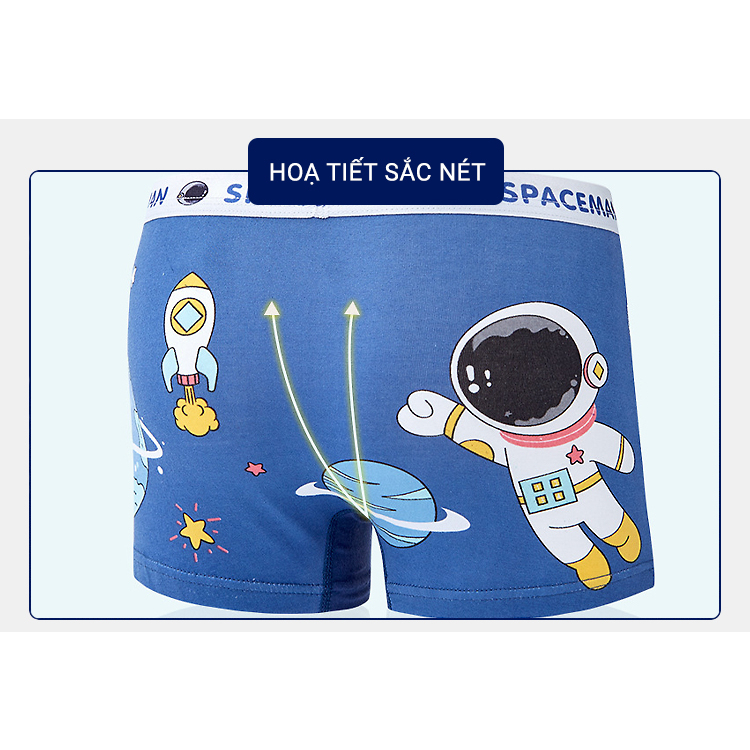 Set 4 Quần chip đùi cho bé trai 10-40kg mẫu phi hành gia hàng chất cotton kháng khuẩn