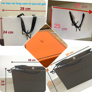 túi giấy lyn, đựng túi xách , cnk charles nhiều size, hộp giấy cam her mes tory
