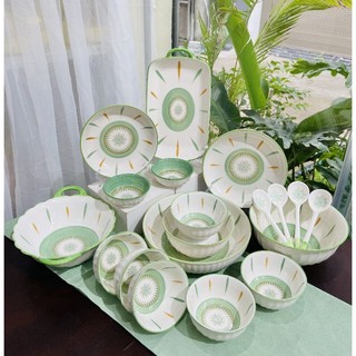 Set bát đĩa thổ cẩm xanh tách lẻ món