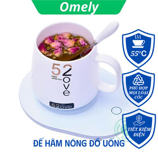 Đế hâm nóng giữ nhiệt đồ uống trà cafe sữa kèm cốc và thìa