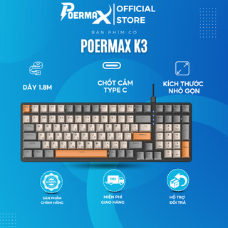 Bàn phím cơ Poermax K3 hotswap 104 phím cơ Led nhiều màu nhiều hiệu ứng