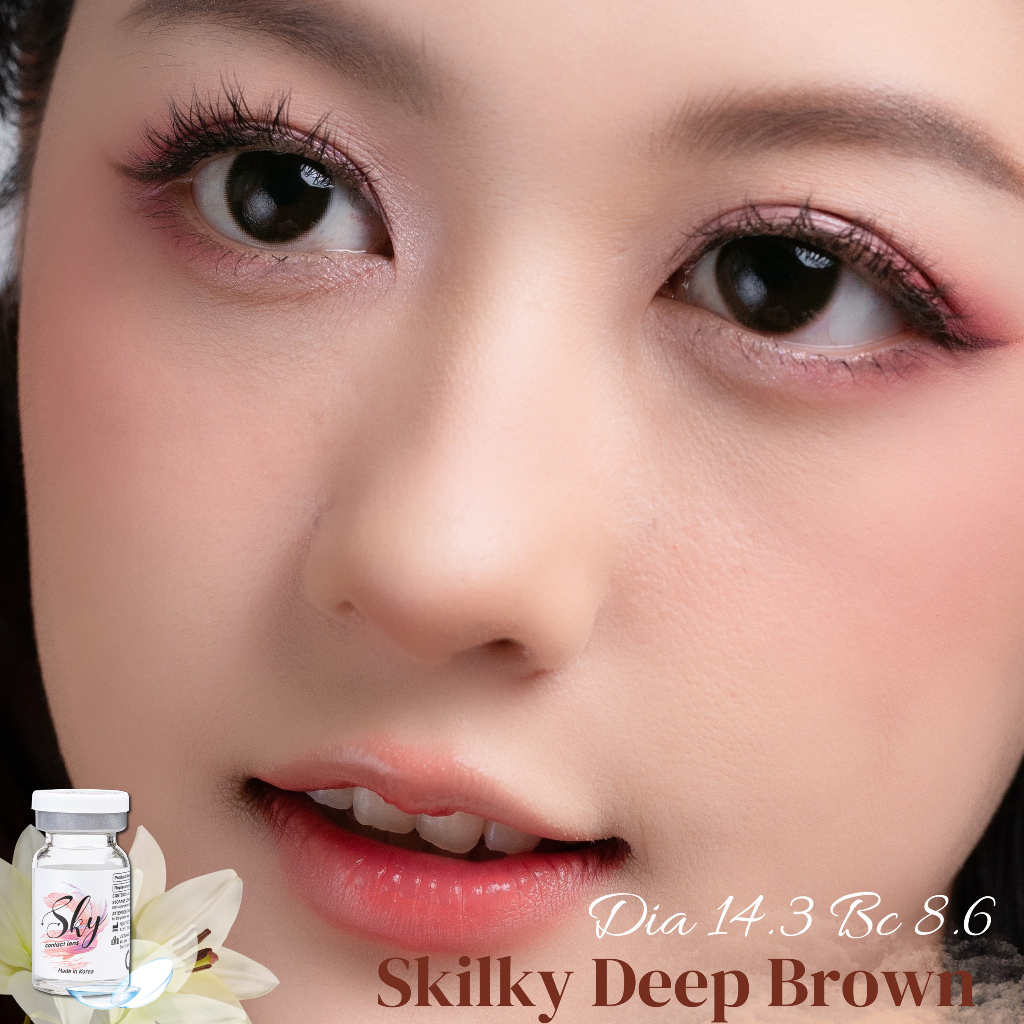 Sky Lens Korea- Kính áp tròng Skilky Deep Brown Dia 14.3 Bc 8.6