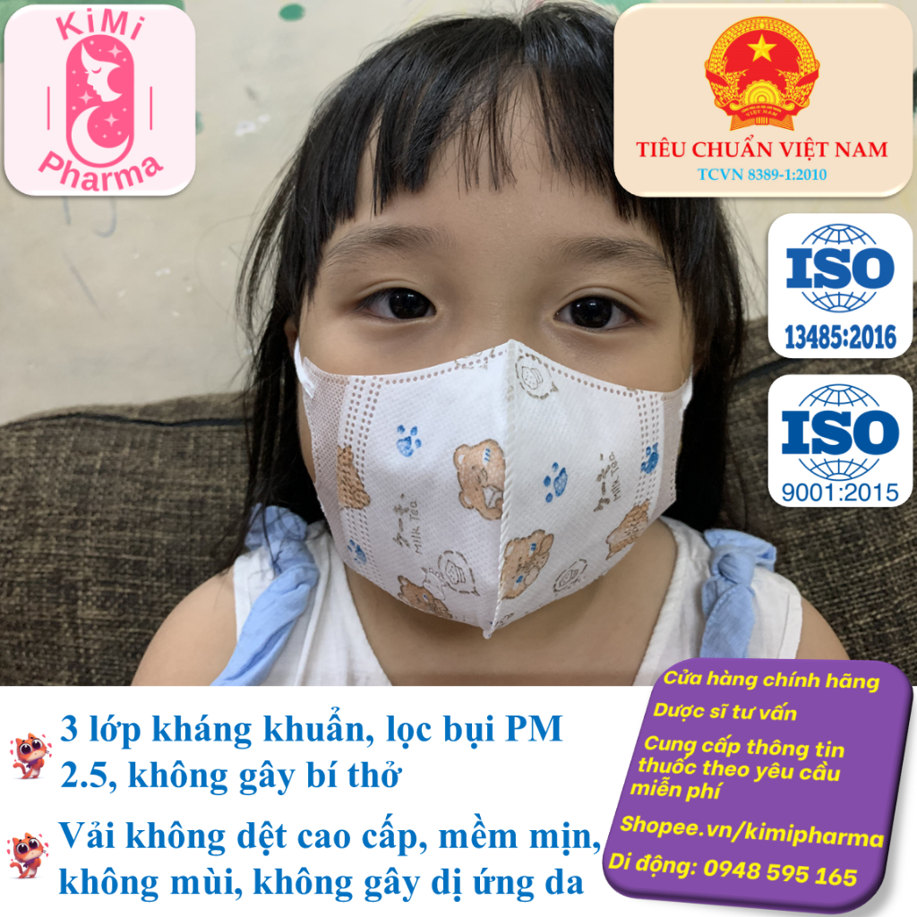 Khẩu trang cho bé 5d An Tâm-Túi 10 cái