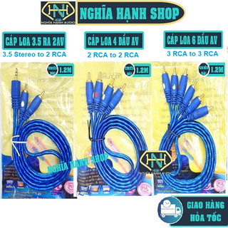Cáp loa jack 3.5 ra 2 av hoa sen - cáp loa 4 đầu av hoa sen - cáp loa 6 đầu hoa sen av dài 1.2m chống nhiễu