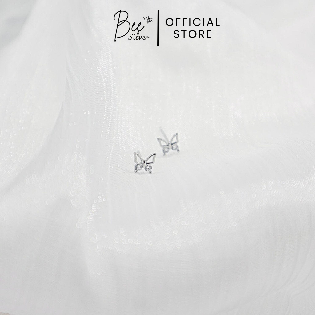 Khuyên tai bạc nữ hình hồ điệp Bee Silver đính ngọc xinh xắn lấp lánh Lyly Earing