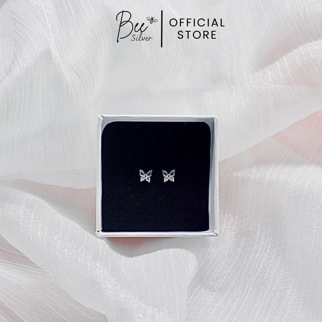 Khuyên tai bạc nữ hình hồ điệp Bee Silver đính ngọc xinh xắn lấp lánh Lyly Earing