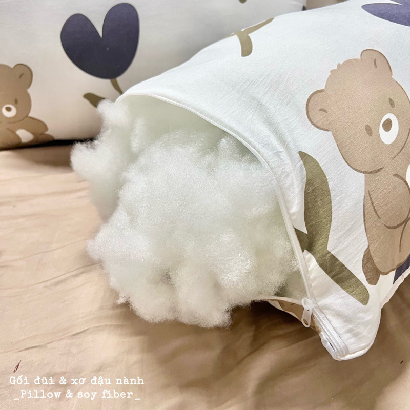 Ruột Gối Đầu, Ruột Gối Ôm Cotton Đũi Bông Xơ Trắng Hoạ Tiết Vintage