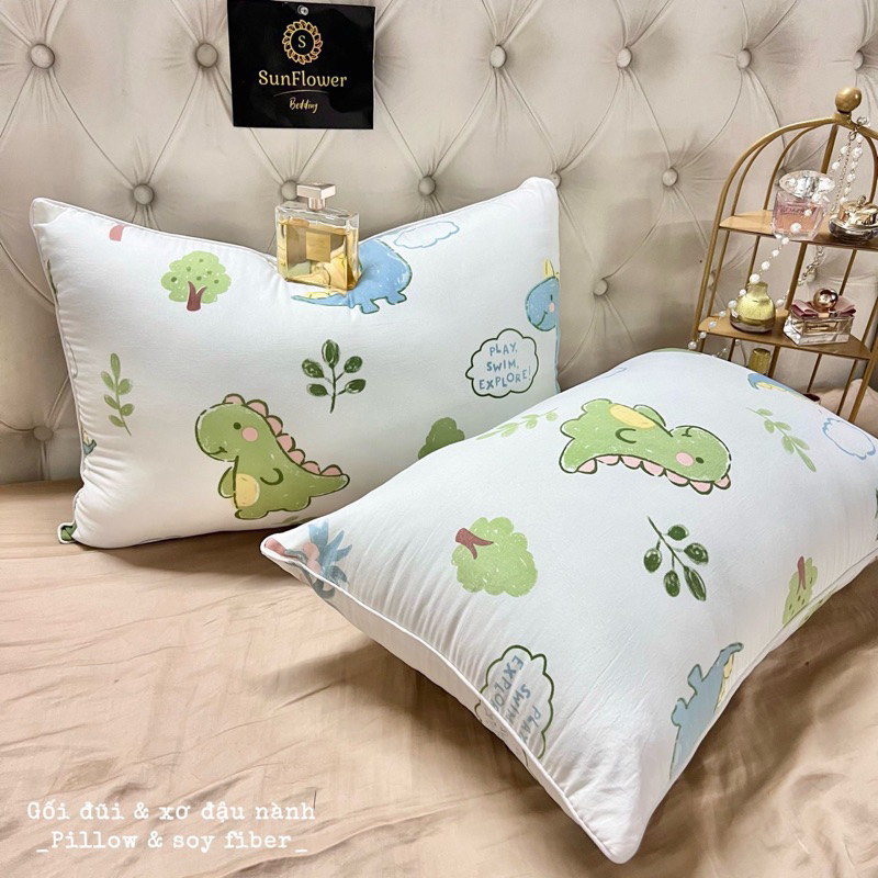 Ruột Gối Đầu, Ruột Gối Ôm Cotton Đũi Bông Xơ Trắng Hoạ Tiết Vintage