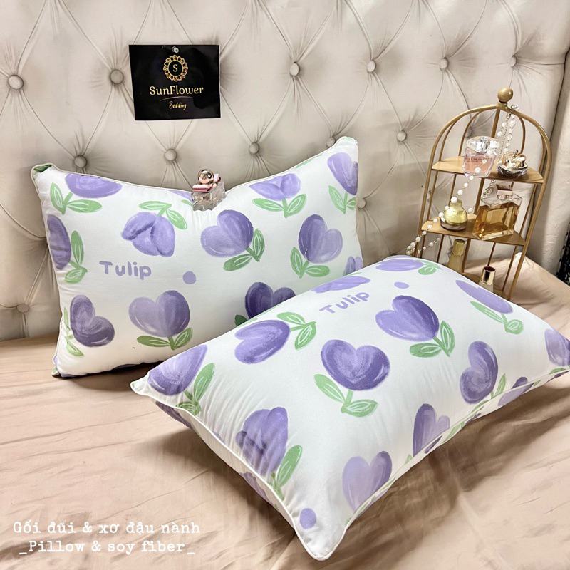 Ruột Gối Đầu, Ruột Gối Ôm Cotton Đũi Bông Xơ Trắng Hoạ Tiết Vintage
