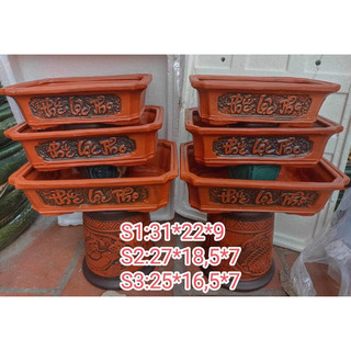 Bộ 3 chậu chữ nhật phúc lộc thọ