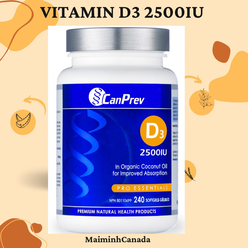 Viên uống bổ sung Vitamin D3 2500IU CanPrev Canada