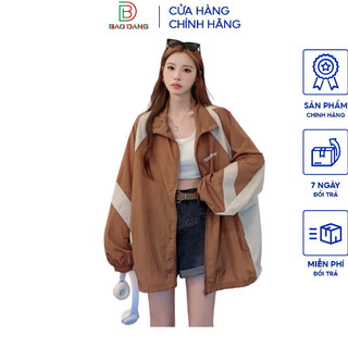 Áo khoác nhẹ nam nữ unisex cổ đứng vải dù nhẹ hai lớp phong cách  hàn quốc họa tiết phối màu cánh tay Bảo Đăng