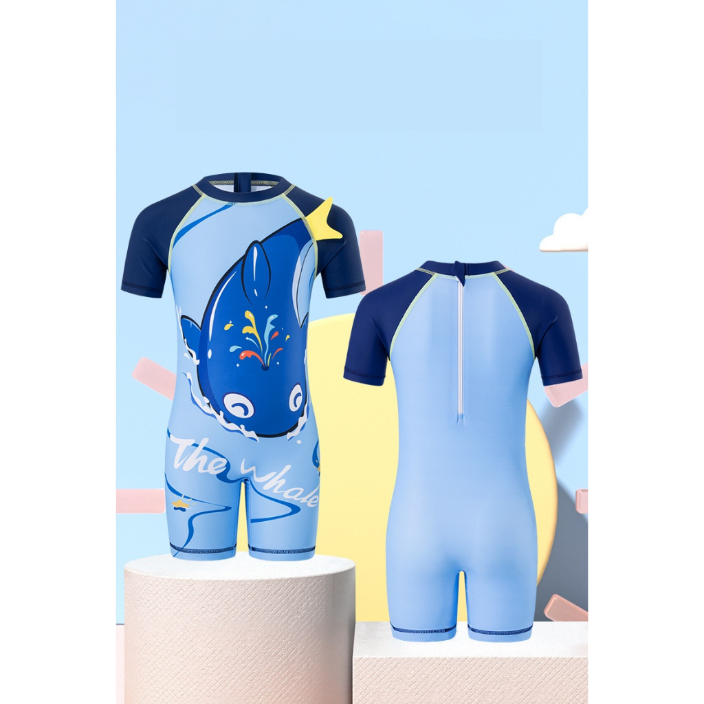 Đồ Bơi Liền Thân Cho Bé Trai Hoạ Tiết Cá Voi- Đồ Bơi Bé Trai - Đồ Bơi Liền Thân Trẻ Em Thương Hiệu YUKE