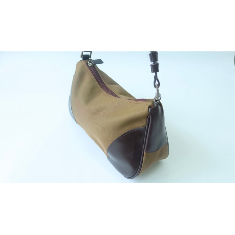 Túi kẹp nách vintage dù nâu phối da - secondhand