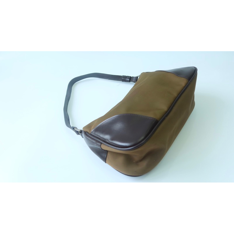 Túi kẹp nách vintage dù nâu phối da - secondhand