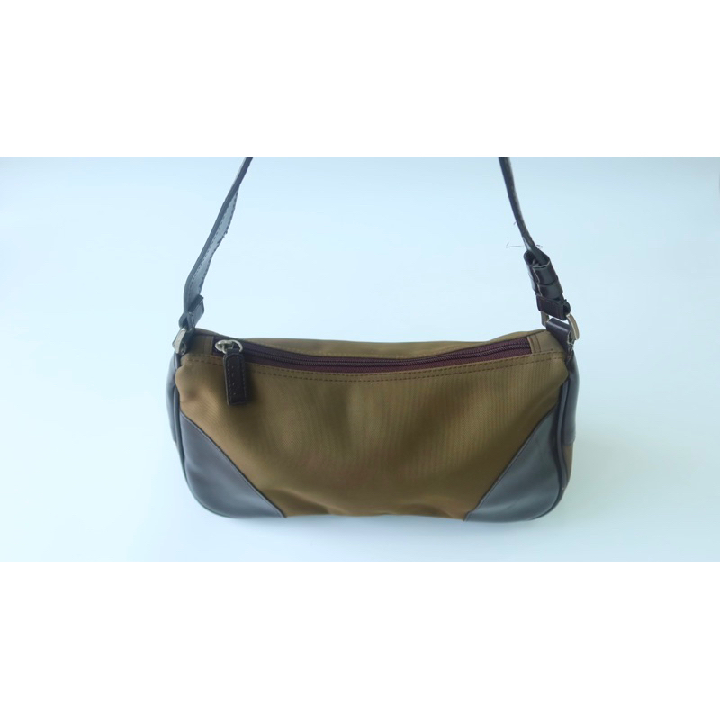 Túi kẹp nách vintage dù nâu phối da - secondhand