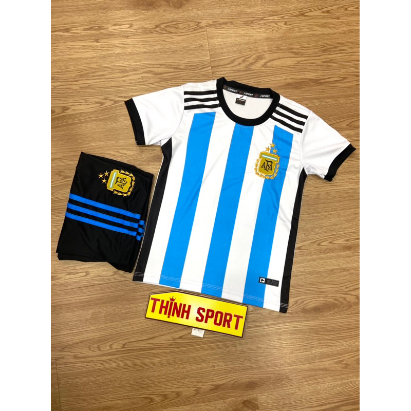 Bộ quần áo đá banh trẻ em Argentina, Bộ quần áo bóng đá trẻ em Argentina có in tên và số theo yêu cầu