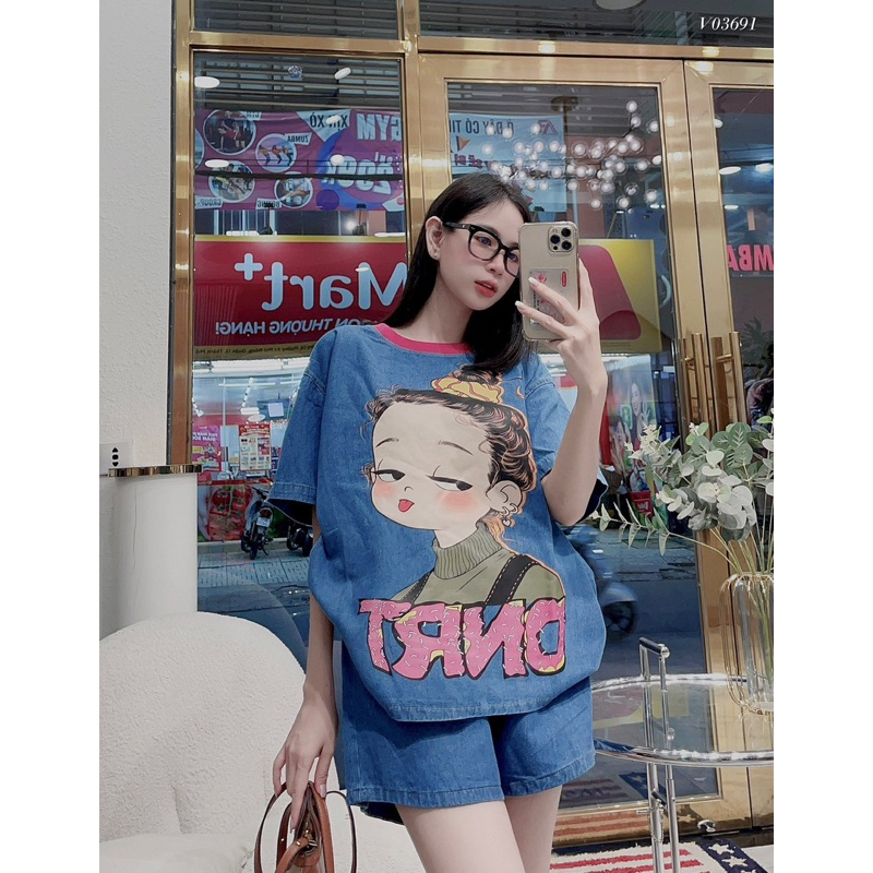 Set bộ kaki in hình cô gái siêu xinh