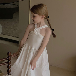 April bébé - Otaly Váy trắng bé gái cài hoa, Đầm trẻ em