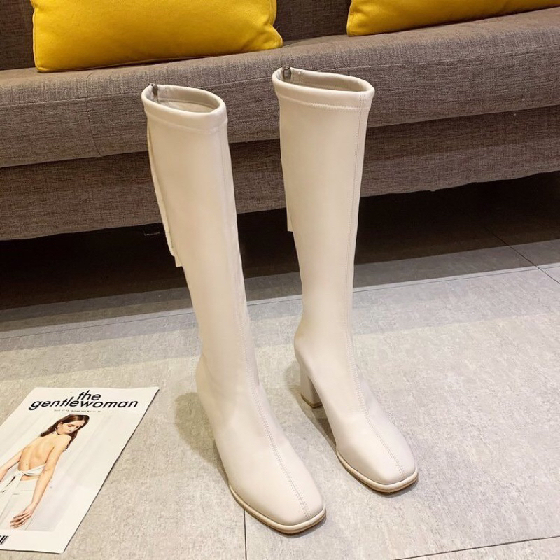 Bốt Đùi thời trang có khuy cài, kéo khoá sau cao 5p