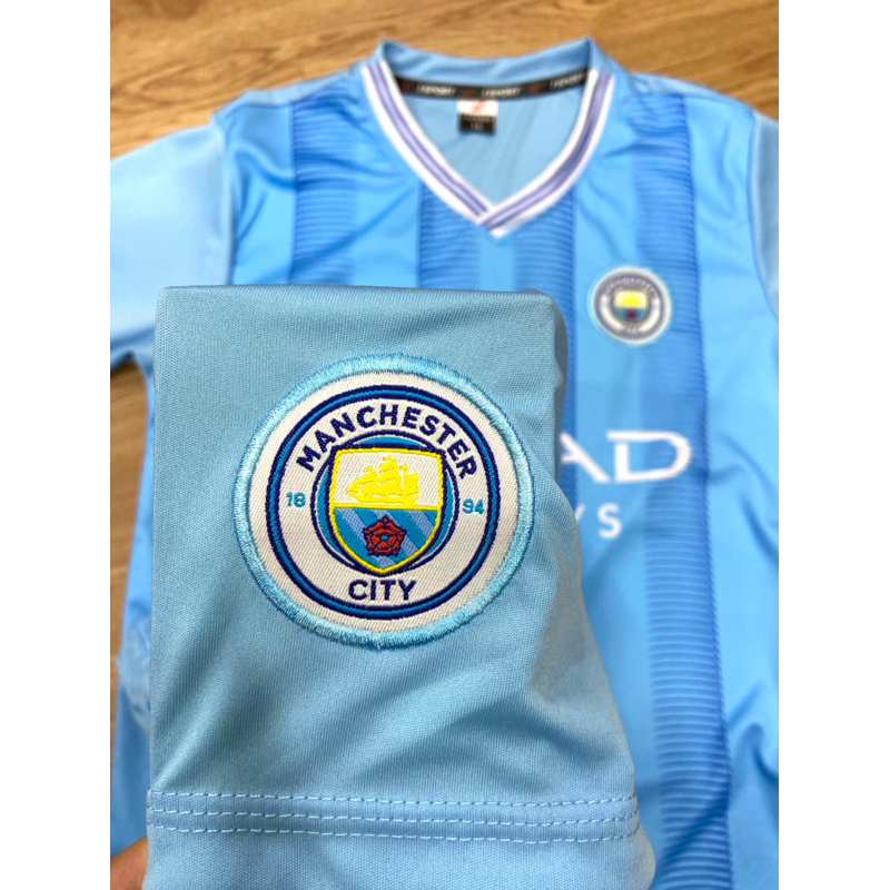 Bộ quần áo đá banh trẻ em Man City 2023, Bộ quần áo bóng đá trẻ em Man City in tên và số theo yêu cầu