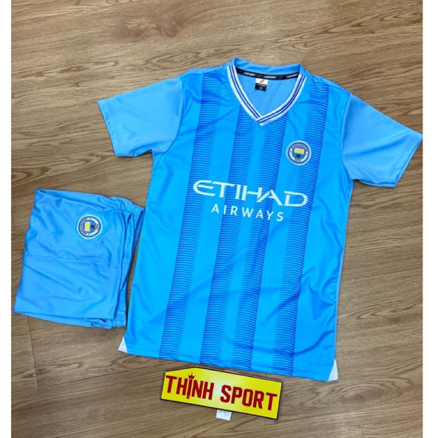 Bộ quần áo đá banh trẻ em Man City 2023, Bộ quần áo bóng đá trẻ em Man City in tên và số theo yêu cầu