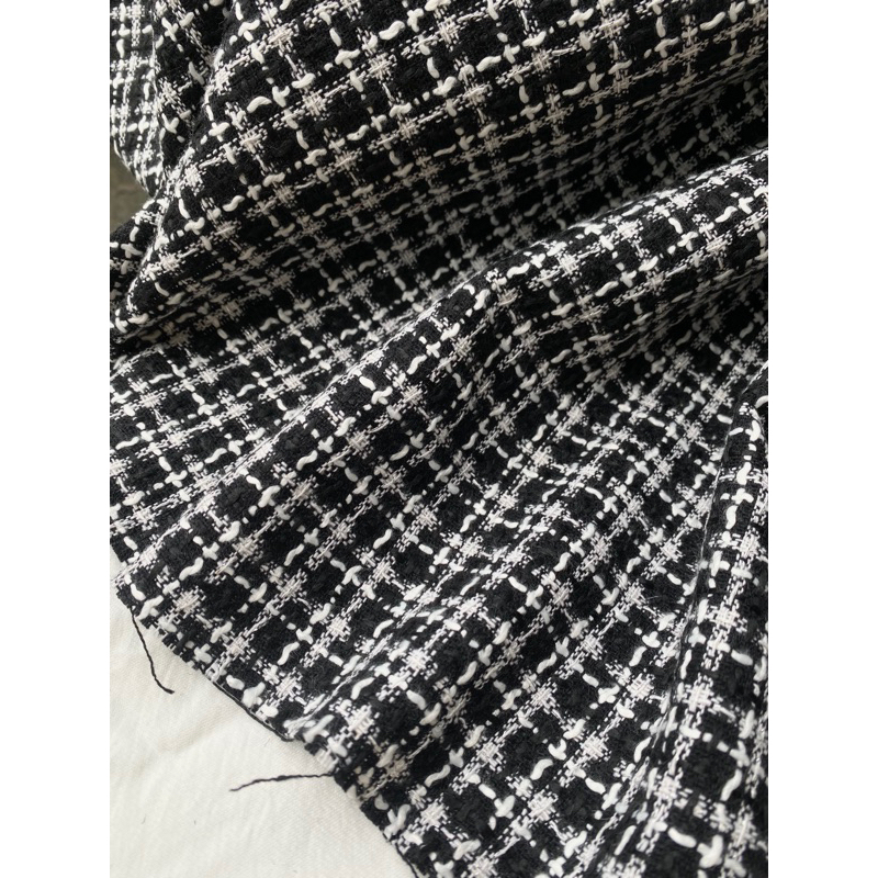 Vải dạ tweed sợi đen trắng