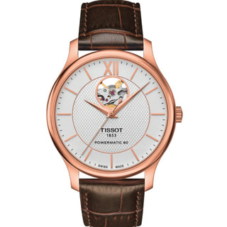 Đồng hồ nam cơ automatic ttisot japan watch thiết kế mặt cơ lộ tim dây da nâu sang trọng thanh lịch