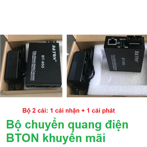Bộ chuyển đổi cáp quang sang IP camera - bộ chuyển internet sang cáp quang Bton