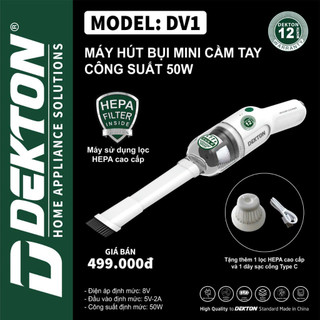 Máy hút bụi cầm tay dekton dv1- công suất 50w, hút bụi ô tô giường sofa - tặng kèm 1 lọc bụi hepa