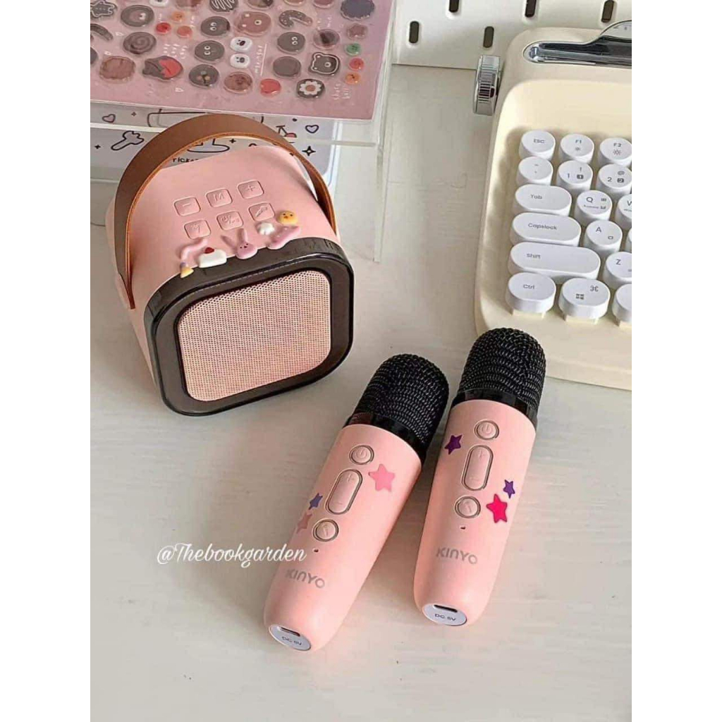 Bộ Loa Bluetooth Mini kèm 2 Mic Karaoke và Sticker