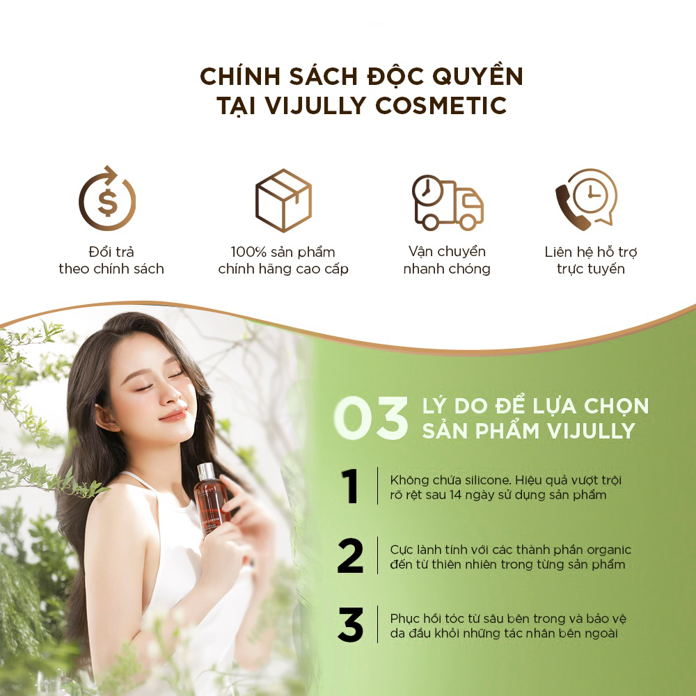 ComBo Bộ 3 sản phẩm: Dầu Gội Bưởi , Kem Xả Dừa và Tinh Dầu Bưởi VIJULLY Cao Cấp