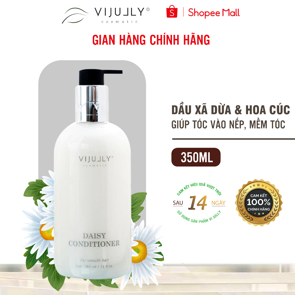 Dầu Xả Dừa ViJully Chính Hãng Giảm Xơ Rối Chẻ Ngọn,Giúp Phục Hồi Hư Tổn, Mềm Mượt Tóc 350ml