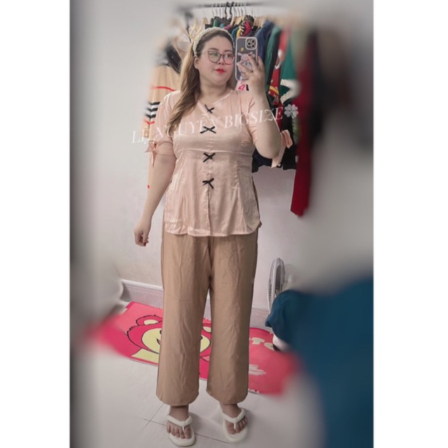 SÉT LAM ĐI CHÙA SIZE LỚN - ảnh thật mẫu béo mặc