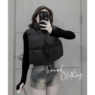 Áo khoác phao nữ croptop, áo phao gile áo phao béo nữ cộc tay dáng ngắn bông siêu ấm hàng cao cấp -o'hana a047