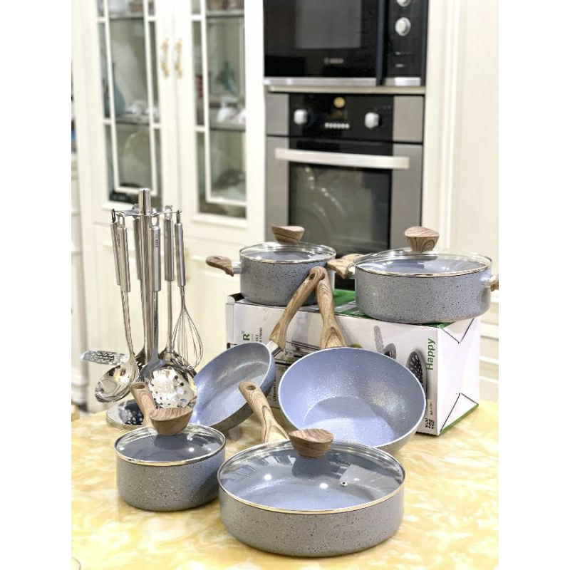 Bộ nồi nhôm 6 món Arber chống dính đáy từ hàng chính hãng bảo hành 12 tháng