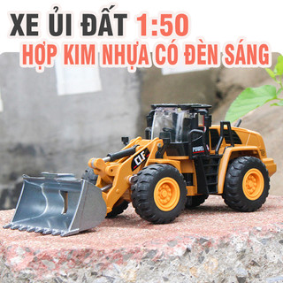 Mô hình xe xúc ủi đất đồ chơi trẻ em tỉ lệ 1:50 bằng kim loai và nhựa