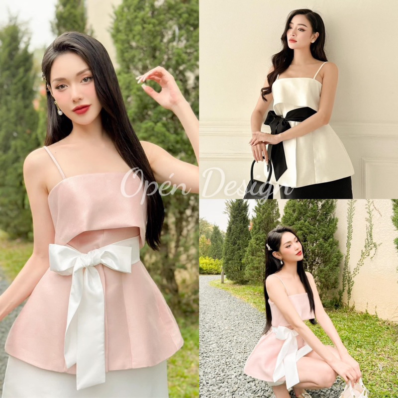 ÁO CÚP NGỰC HAI DÂY CÁCH ĐIỆU NƠ EO XẺ TÀ CỰC SANG CHẢNH(A45)