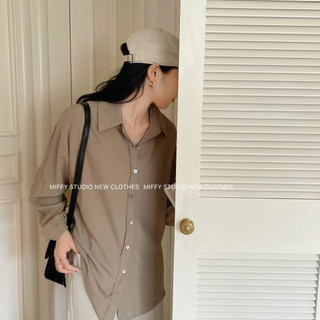 Áo sơ mi lụa cát dáng rộng dài tay 3185
