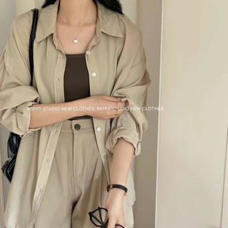 Áo sơ mi lụa cát dáng rộng dài tay 3185