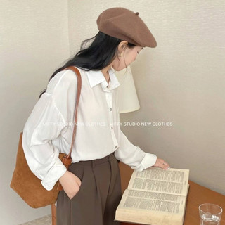 Áo sơ mi lụa cát dáng rộng dài tay 3185