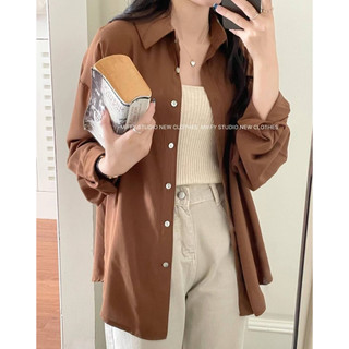 Áo sơ mi lụa cát dáng rộng dài tay 3185