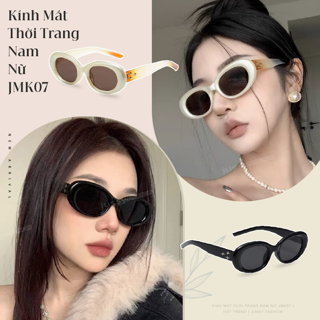 Kính Mát Jennie JMK07 Cao Cấp Jussy Official Kính Gọng Oval Chống Tia Uv Phong Cách Thời Trang Hàn Quốc Cho Nam Và Nữ