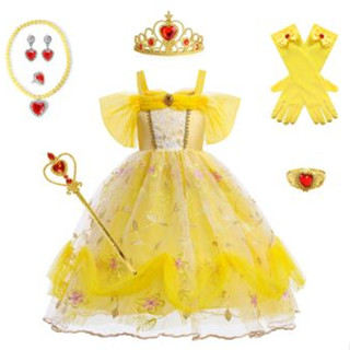 🍄2023 - Váy Đầm Công Chúa Bella Màu Vàng Cho Bé Gái Siêu Xinh. Trang Phục Hóa Trang Halloween Trẻ Em. Hàng Mới Siêu Hot