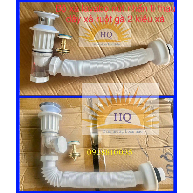 Xi phông bộ xả lavabo nút nhấn ti thau dây xả co giãn 2 kiểu xả chống hôi ngăn mùi