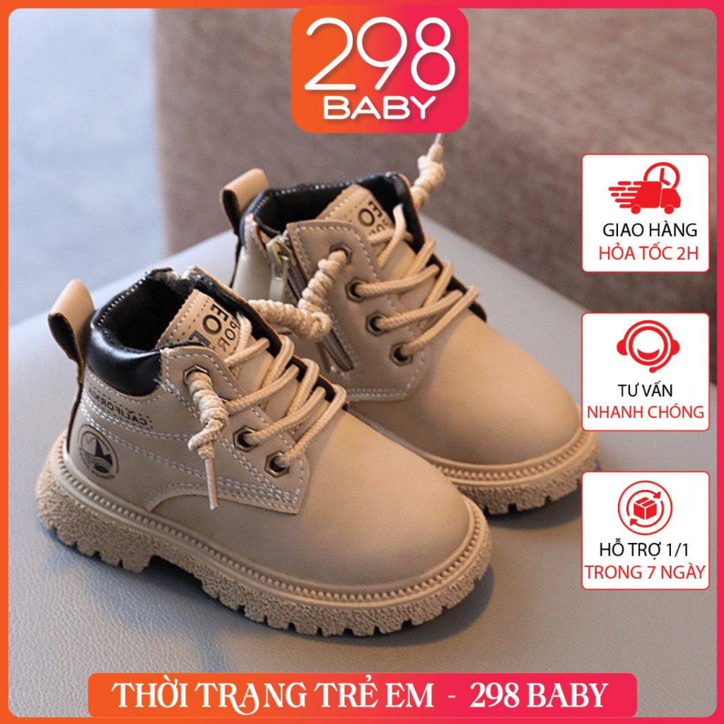 Boot Bé Gái, Giày Boot Cho Bé Trai, Da Cao Cấp, Êm Chân Siêu Ngầu Cá Tính, Boot Bé 1–3 Tuổi - G097