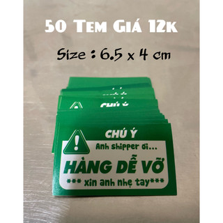 Xấp 50 tờ tem dán cảnh báo hàng dễ vỡ