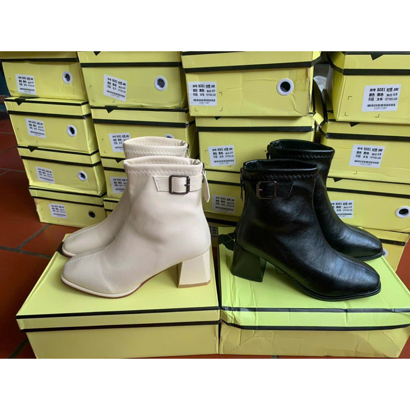 Boot Da Mờ Cao Cấp Bốt Gót Vuông 5 Phân Hàng Qc L1 có lót nỉ (Fullbox - Ảnh Thật)